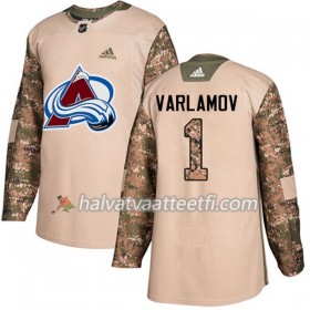 Miesten NHL Colorado Avalanche Pelipaita Semyon Varlamov 1 Adidas 2017-2018 Camo Veterans Day Practice Authentic